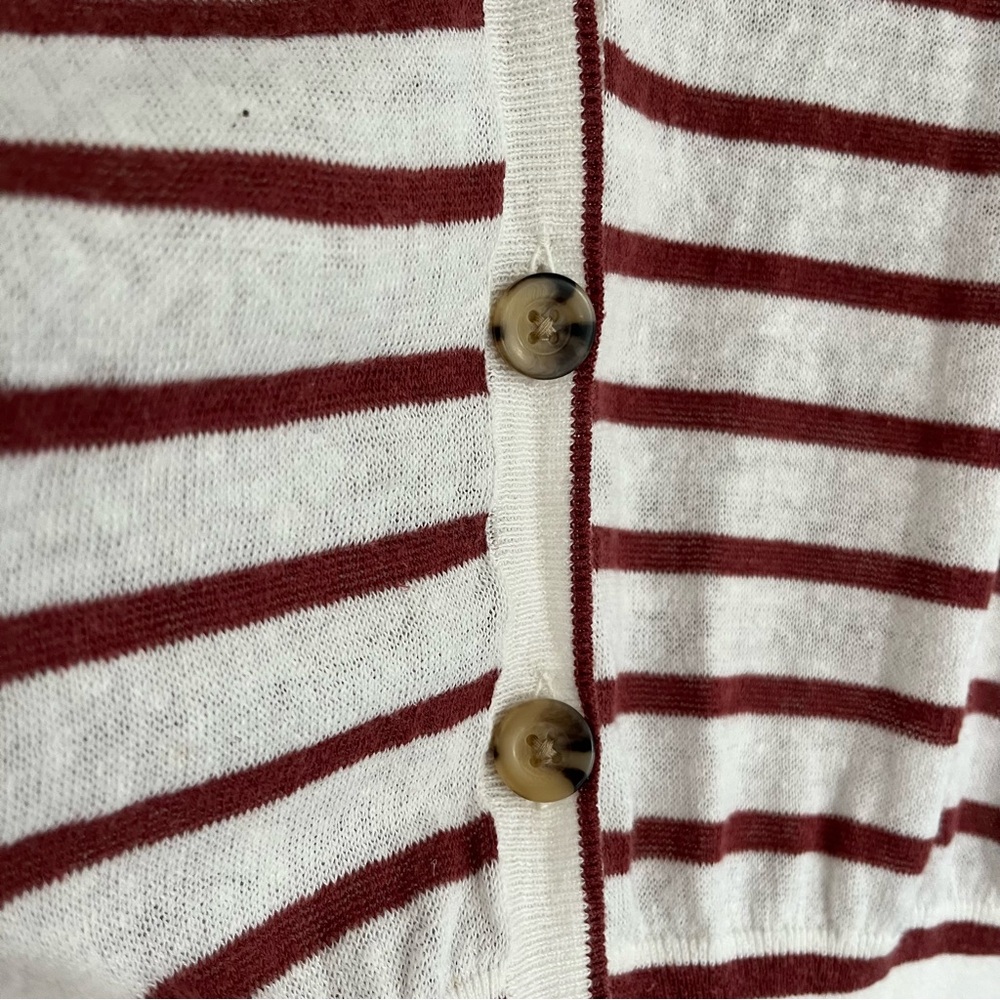 Ann Taylor Weekend Brown and White Striped Cardigan Large - Picture 4 of 7